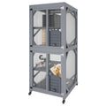 Garvee Large Cat Enclosure on Wheels for Indoor Outdoor, 68 Inch Window Access Catio with Asphalt Roof, Scratching Post, 3 Platforms and Resting Box, Cat Patio Playpen Grey