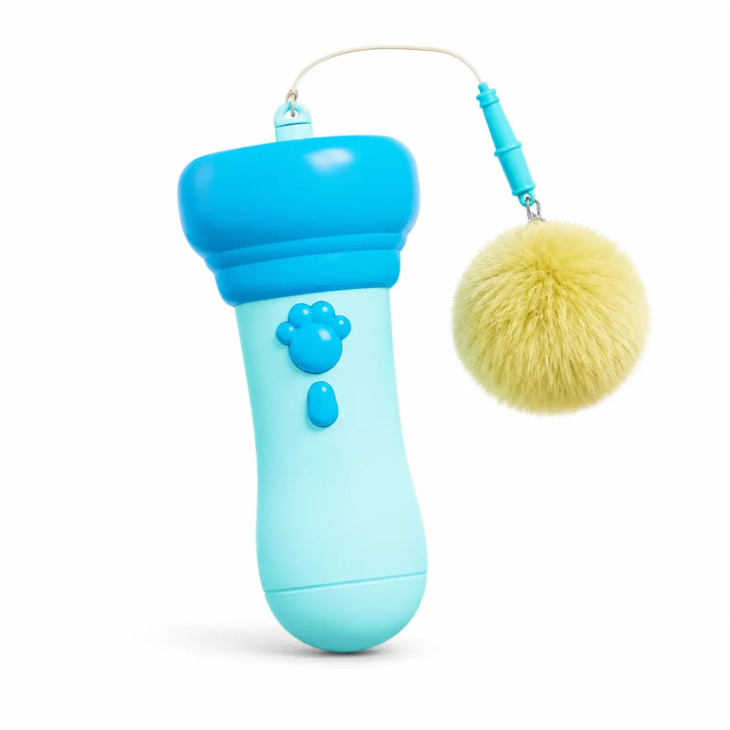 Automatic Retractable Electric Cat Teaser Wand, Hands Free Interactive Fluffy Pom Pom Toy, Replaceable Soft Fur Ball Stress Relief Play Toy for Indoor Kittens & Adult Cats Rechargeable Chirping Flapping Bird,Gift,Biting,Pusheen