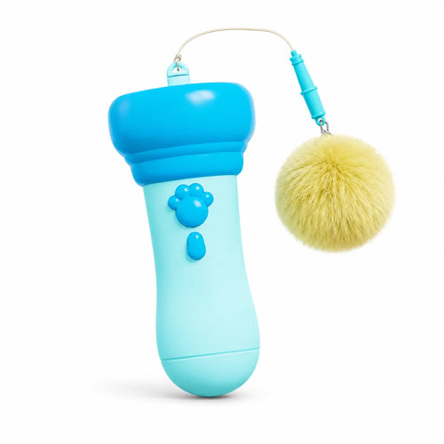Automatic Retractable Electric Cat Teaser Wand, Hands Free Interactive Fluffy Pom Pom Toy, Replaceable Soft Fur Ball Stress Relief Play Toy for Indoor Kittens & Adult Cats Rechargeable Chirping Flapping Bird,Gift,Biting,Pusheen