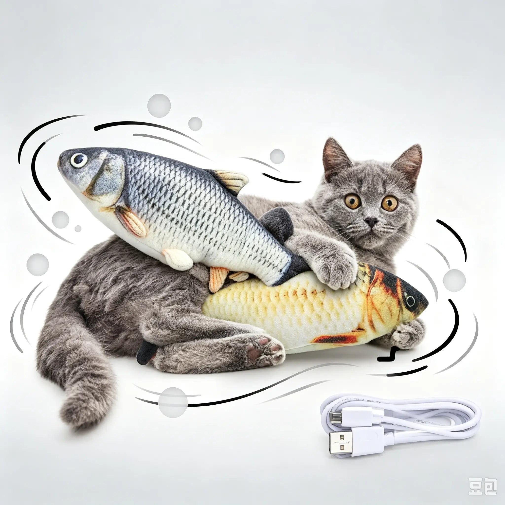 Plastic Non-Catnip Electric Simulated Jumping Fish, Engaging Interactive Cat Toy for Pet Playtime