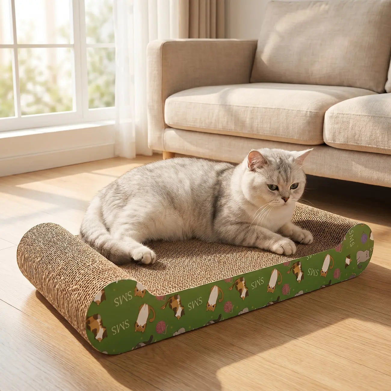 Heavy Duty Corrugated Cat Scratching Pad, Double Sided Cat Scratch Board for Indoor Cats, Durable Cardboard Cat Scratcher, Home