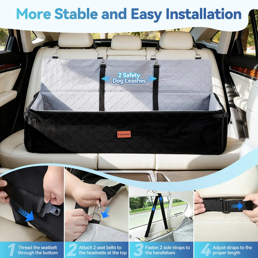 PAWGIANT Extra Large Dog Car Seat, Dog Bed for Large Dogs up to 120Lbs, Multi-Functional Dog Booster Seat with Thick Cushion & Safety Leashes, Detachable & Washable Pet Travel Safety Carrier