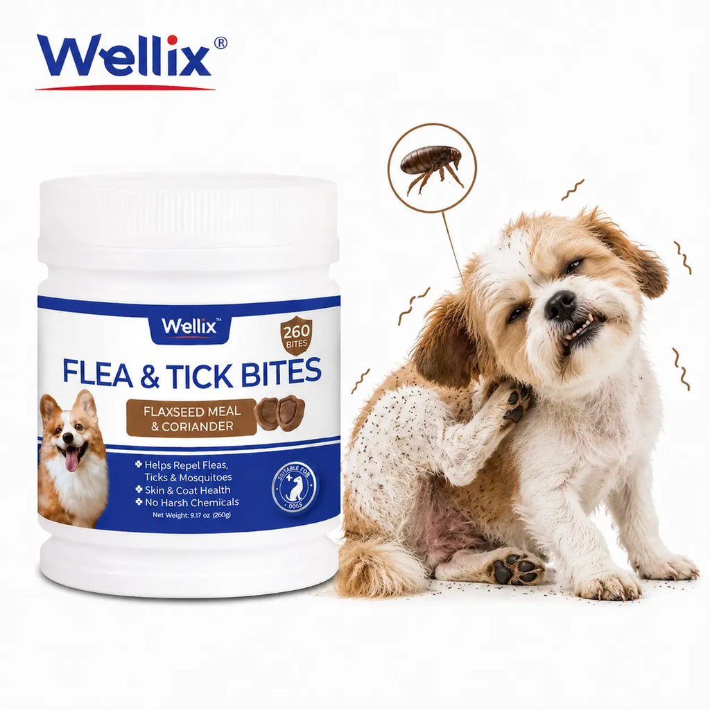 Weliix Dog Flea & Tick Support Soft Chews - Natural Oral Supplement - Suitable for All Breeds & Sizes-Chicken Flavor
