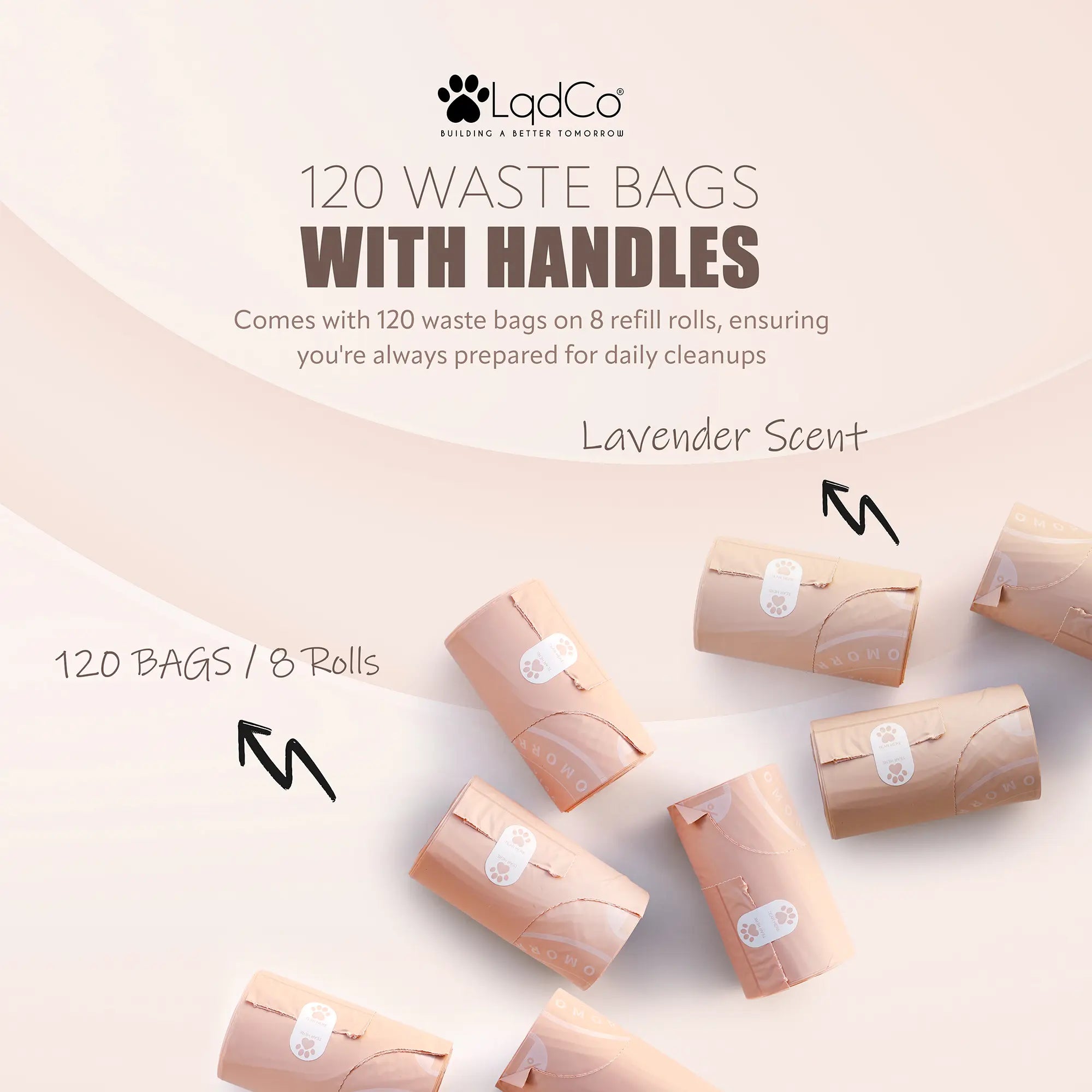 Plant-Based Poop Bags with Handles – 120 Lavender Scented Extra-Long Pet Waste Bags.