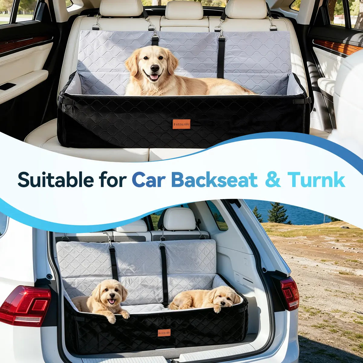 PAWGIANT Extra Large Dog Car Seat, Dog Bed for Large Dogs up to 120Lbs, Multi-Functional Dog Booster Seat with Thick Cushion & Safety Leashes, Detachable & Washable Pet Travel Safety Carrier