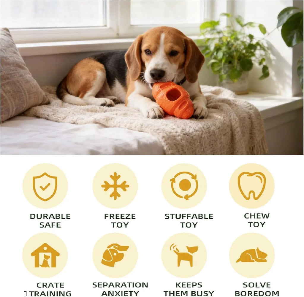 Frozen Dog Chew Toy for Aggressive Chewers – Interactive Treat Dispensing Dog Toy for Anxiety Relief, Crate Training & Boredom, Durable Food-Grade Nylon Chew Toy for Medium & Large Dogs
