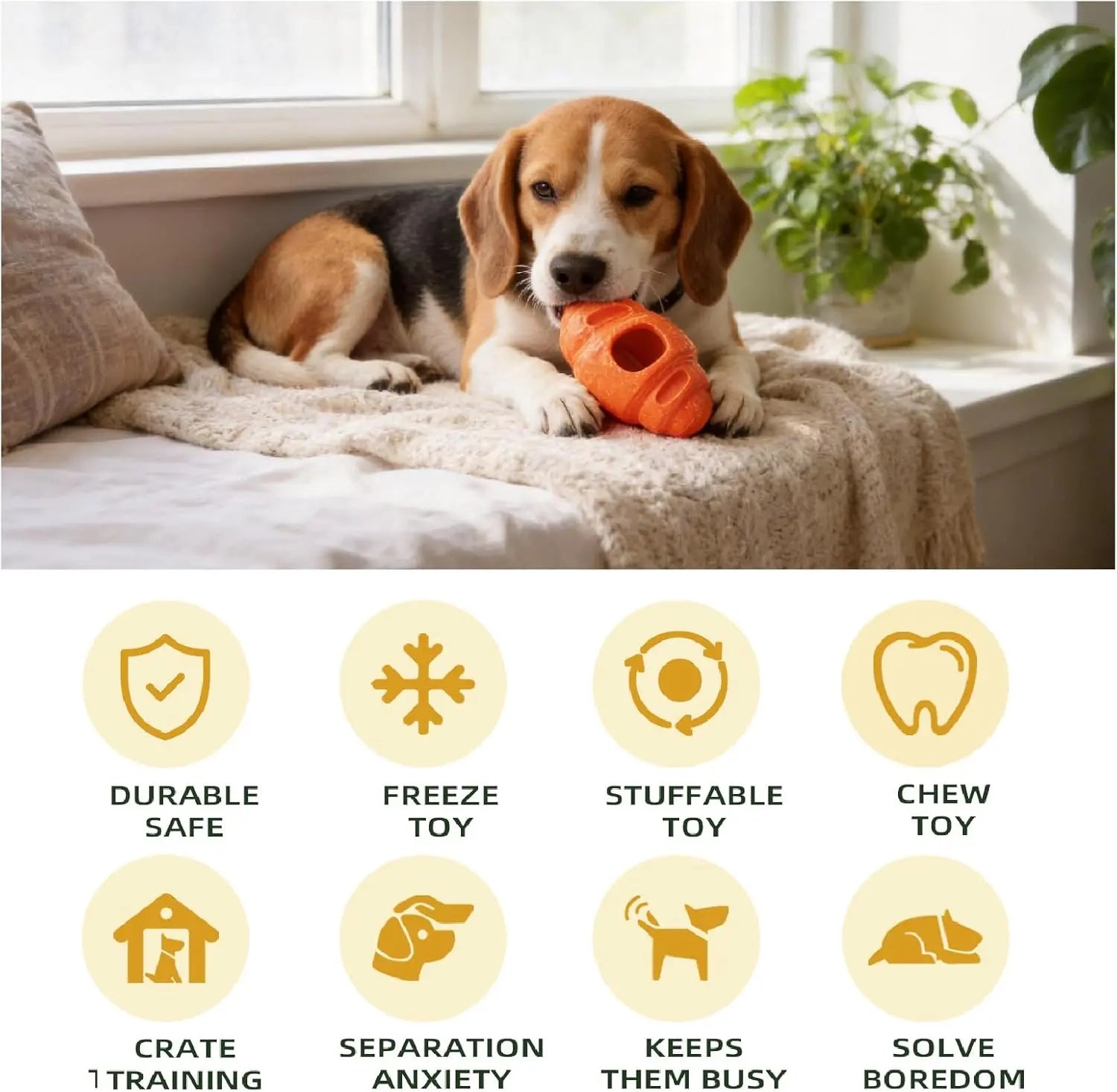 Frozen Dog Chew Toy for Aggressive Chewers – Interactive Treat Dispensing Dog Toy for Anxiety Relief, Crate Training & Boredom, Durable Food-Grade Nylon Chew Toy for Medium & Large Dogs