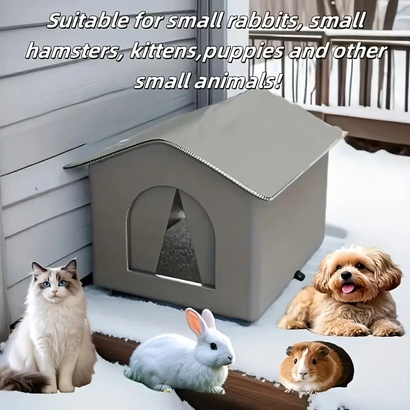 1 Pcs Outdoor Enclosed Cat House, Winter Warmth and Protection, Suitable for Outdoor/Wild Cats, Waterproof and Windproof, with Removable Curtain, Pet Shelter/Cat House (Large Size)