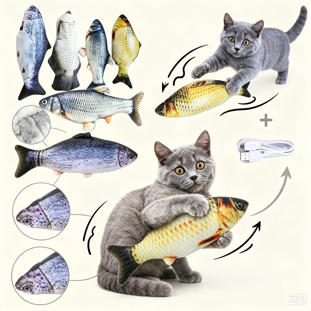 Plastic Non-Catnip Electric Simulated Jumping Fish, Engaging Interactive Cat Toy for Pet Playtime