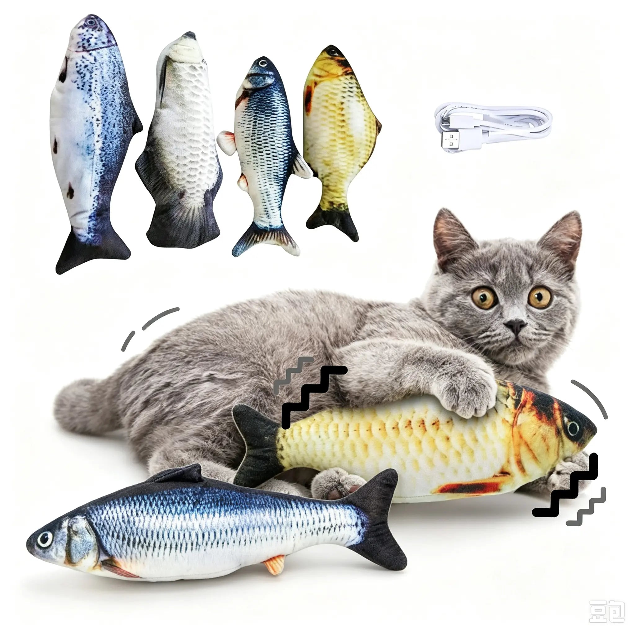 Plastic Non-Catnip Electric Simulated Jumping Fish, Engaging Interactive Cat Toy for Pet Playtime