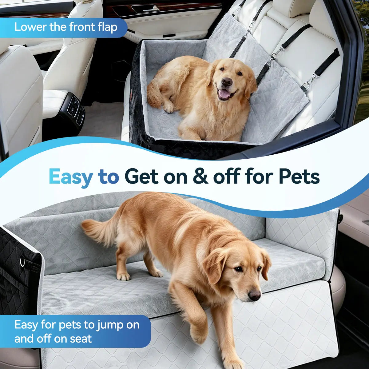 PAWGIANT Extra Large Dog Car Seat, Dog Bed for Large Dogs up to 120Lbs, Multi-Functional Dog Booster Seat with Thick Cushion & Safety Leashes, Detachable & Washable Pet Travel Safety Carrier