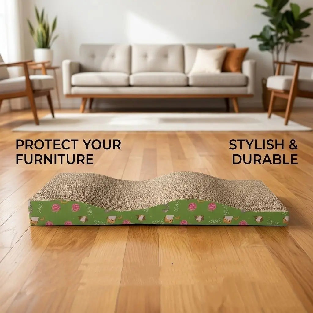 Heavy Duty Corrugated Cat Scratching Pad, Double Sided Cat Scratch Board for Indoor Cats, Durable Cardboard Cat Scratcher, Home