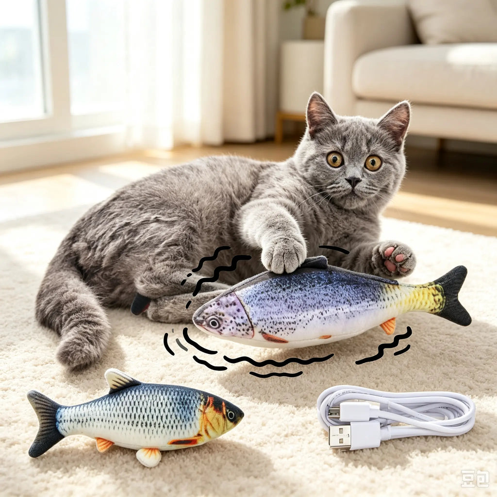 Plastic Non-Catnip Electric Simulated Jumping Fish, Engaging Interactive Cat Toy for Pet Playtime