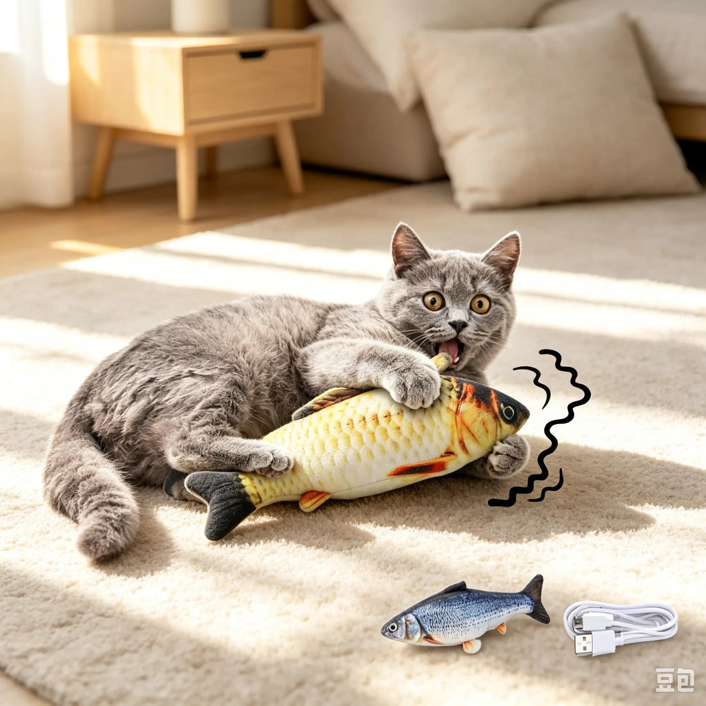 Plastic Non-Catnip Electric Simulated Jumping Fish, Engaging Interactive Cat Toy for Pet Playtime