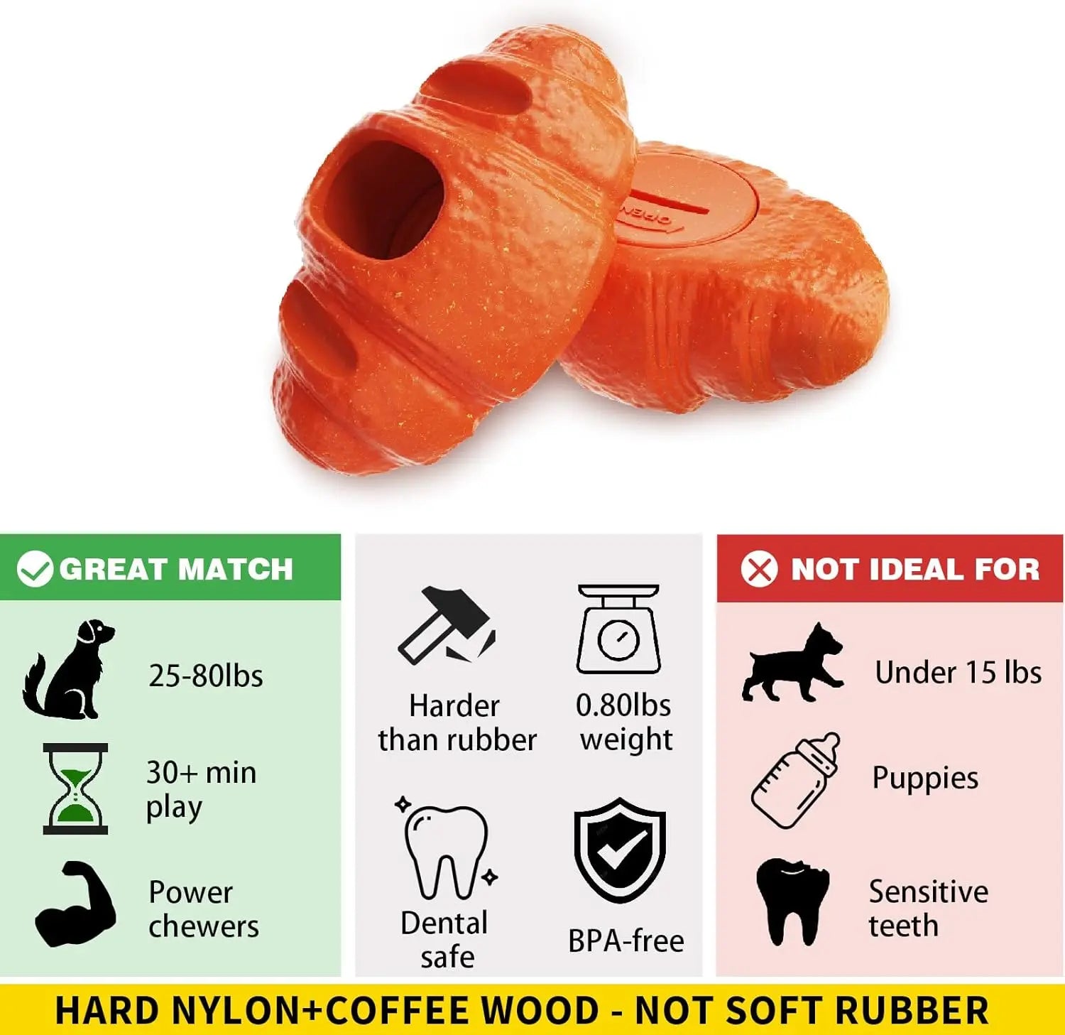 Frozen Dog Chew Toy for Aggressive Chewers – Interactive Treat Dispensing Dog Toy for Anxiety Relief, Crate Training & Boredom, Durable Food-Grade Nylon Chew Toy for Medium & Large Dogs