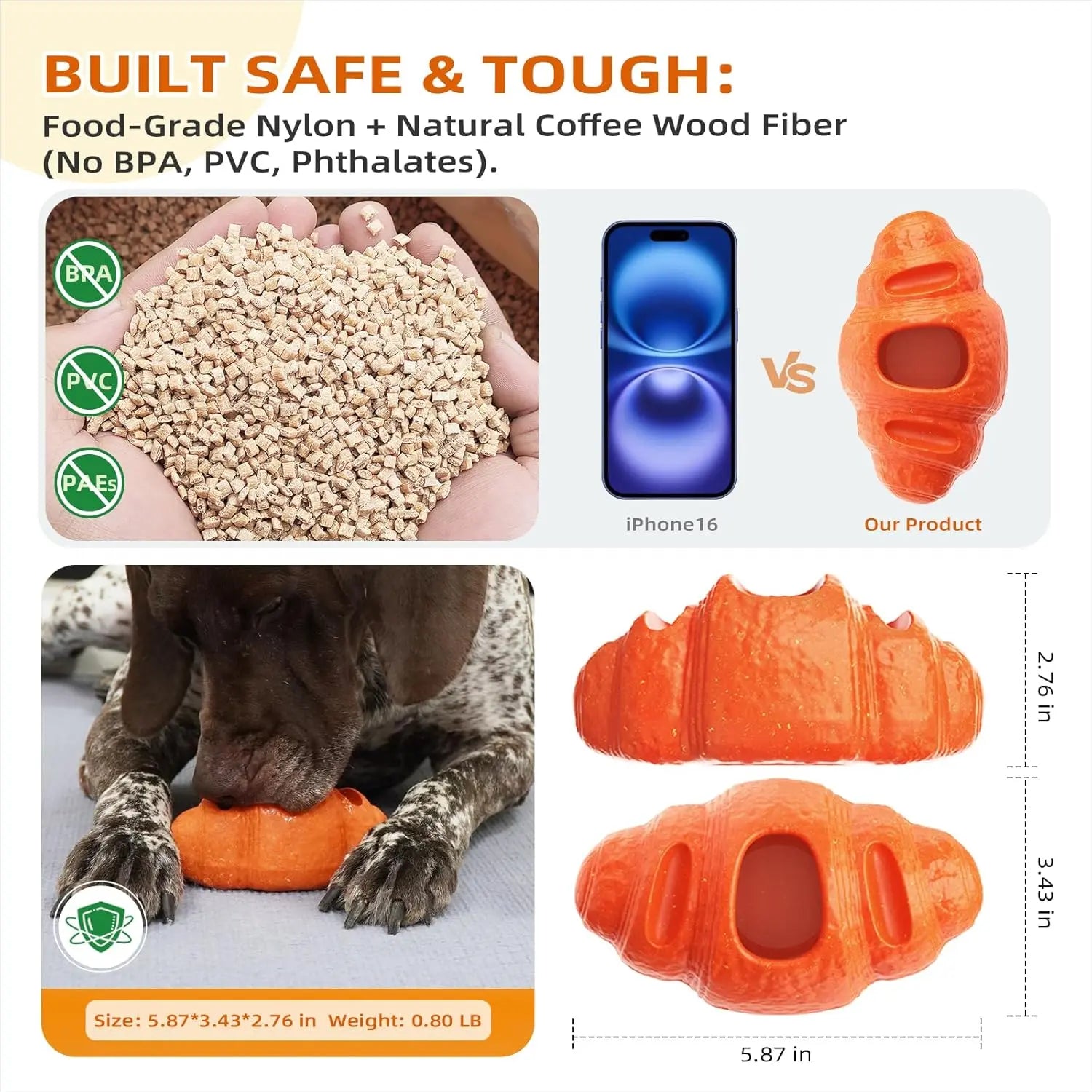 Frozen Dog Chew Toy for Aggressive Chewers – Interactive Treat Dispensing Dog Toy for Anxiety Relief, Crate Training & Boredom, Durable Food-Grade Nylon Chew Toy for Medium & Large Dogs