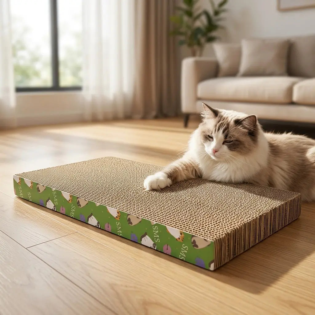 Heavy Duty Corrugated Cat Scratching Pad, Double Sided Cat Scratch Board for Indoor Cats, Durable Cardboard Cat Scratcher, Home