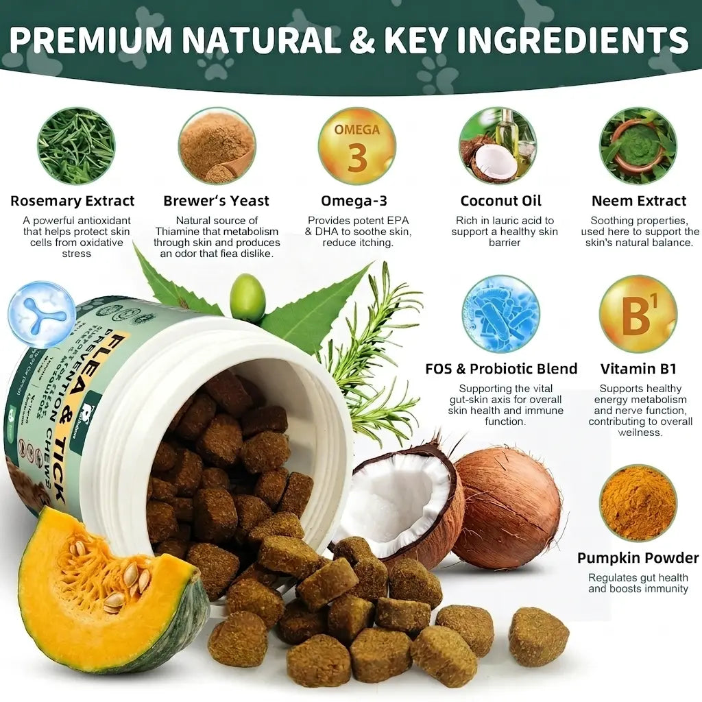150Ct-Petrivium Dog Flea & Tick Support Soft Chews - Natural Oral Supplement - Suitable for All Breeds & Sizes-Chicken Flavor#Summervibes#Petlovers #Tiktokshopspringglowup Sohochic