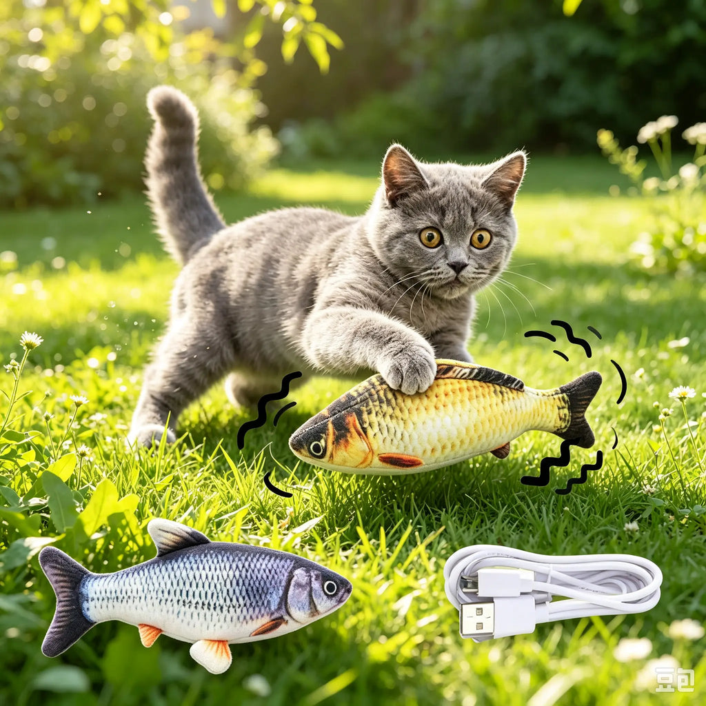 Plastic Non-Catnip Electric Simulated Jumping Fish, Engaging Interactive Cat Toy for Pet Playtime